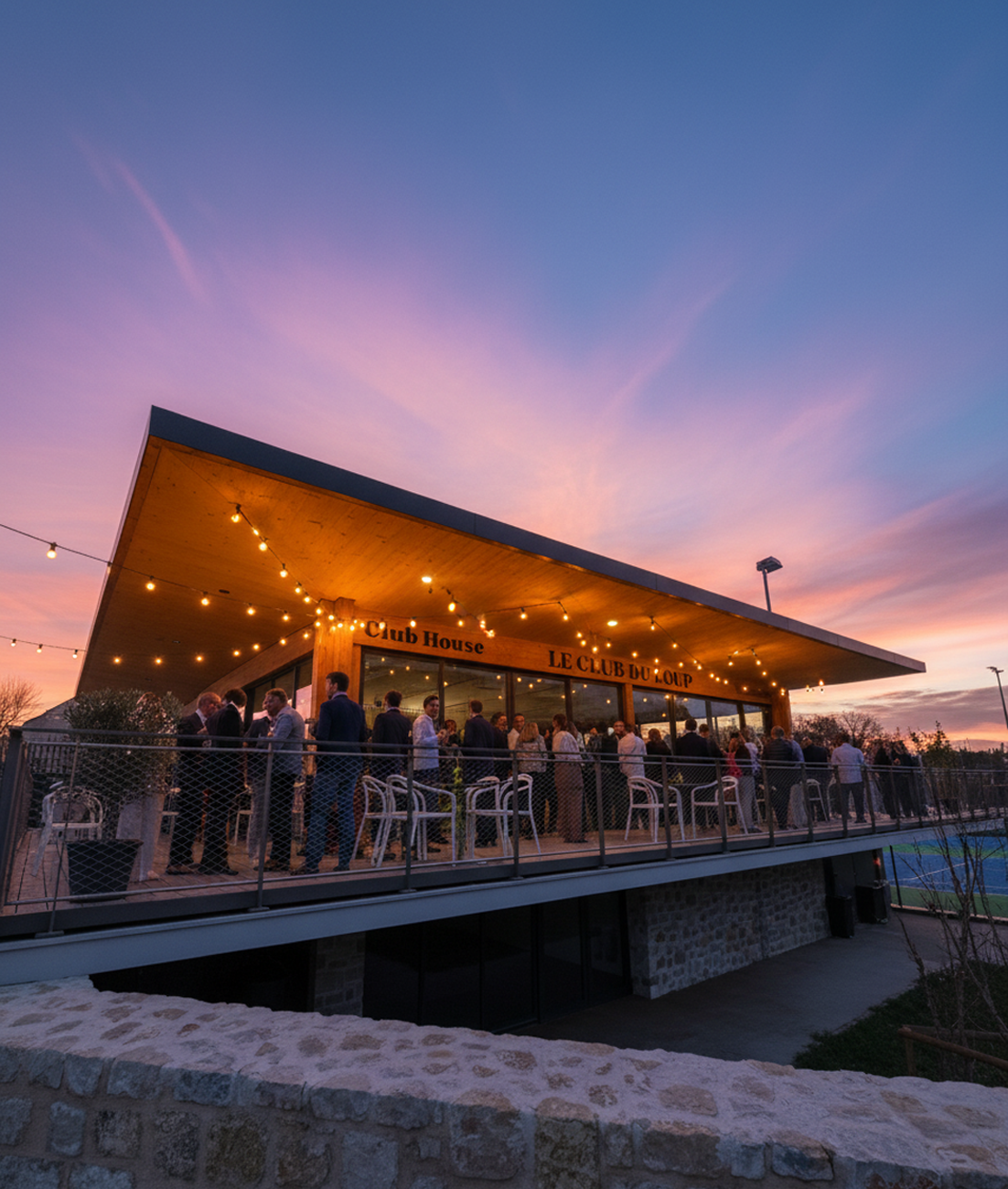 Vue extérieure de la salle de réception Le Club du Loup à La Colle-sur-Loup
